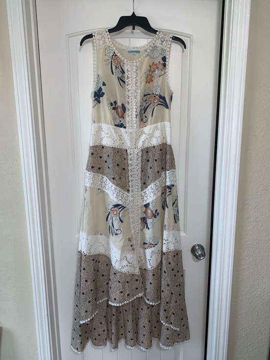 Anthropologie Dresses & Skirts - Anthropologie Leifnotes Women’s Boho Field Biology Floral Lace-Trim Maxi Dress